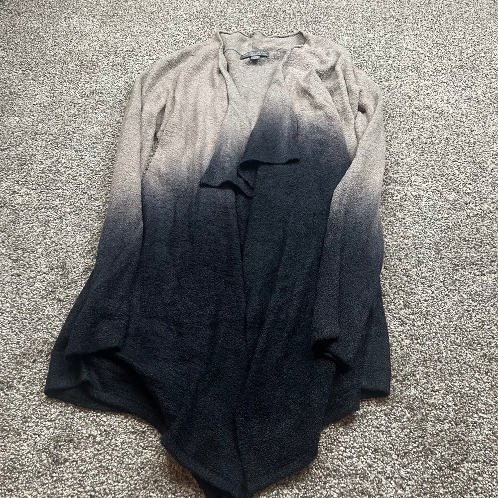 Barefoot Dreams  Cardigan S Ombre Tan Black Shawl Collar Bamboo soft  sweater